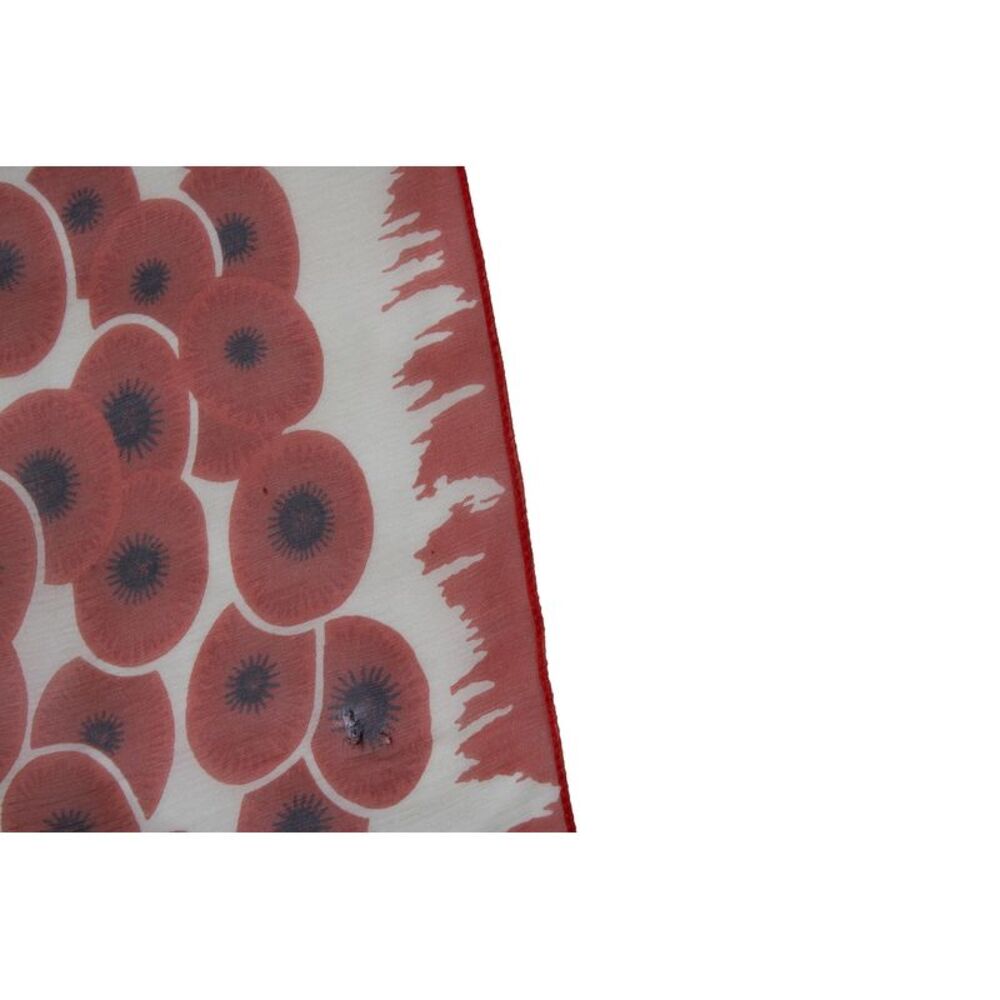 Hermes, red floral printed silk scarf - Picture 4 of 6